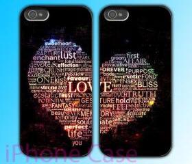 custom iPhone 4 case Couple love case Love Words 