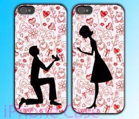 custom iPhone 4 case Couple love case Propose to marriage 