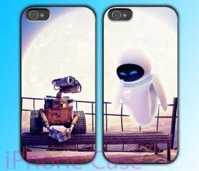 custom iPhone 4 case Couple love case Wall-E And Eve 